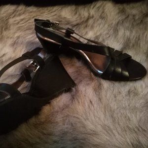 Fitzxwell Black Wedge Sandal